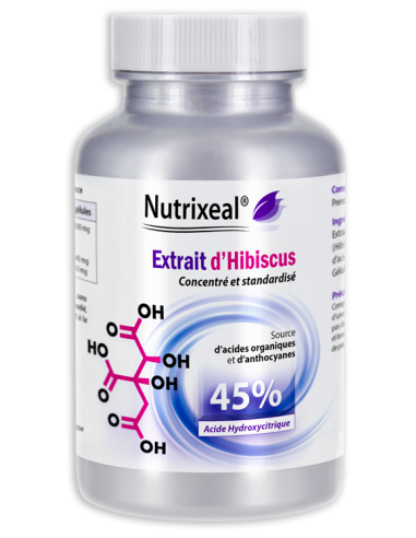 Hibiscus Sabdariffa titré à 45% d’acide hydroxycitrique (AHC) - Nutrixeal - 400 mg par gélule