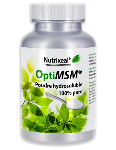 MSM 100% d'ingrédients actifs, poudre hydrosoluble, aucun excipient, laboratoire français nutrixeal.