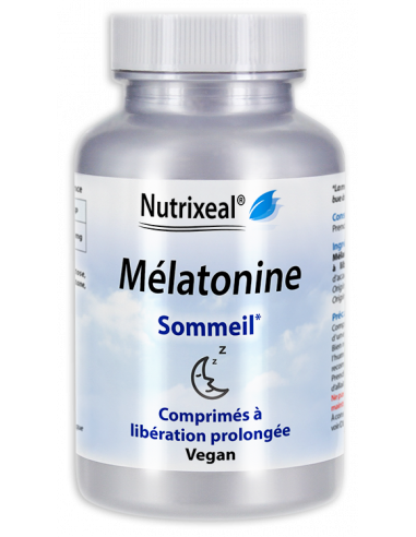 Mélatonine Nutrixeal : 1,75 mg de mélatonine par comprimé, action prolongée.