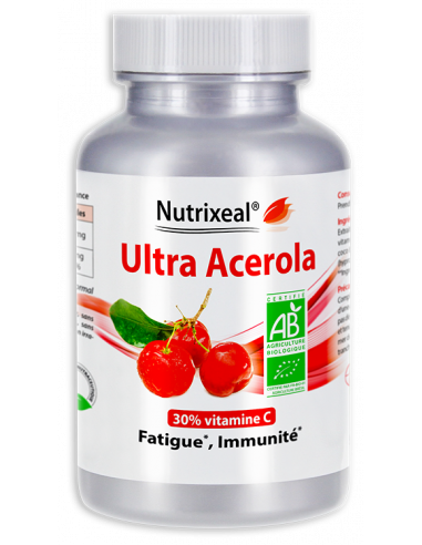 Acerola BIO 30% de vitamine C Ultra haute concentration, Laboratoire Nutrixeal.