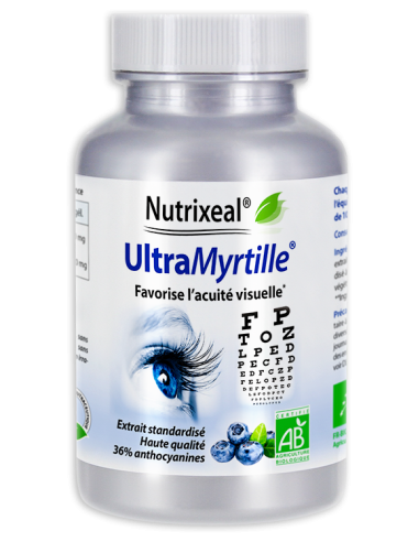 UltraMyrtille Nutrixeal : extraits de myrtille bio concentrés, complément alimentaire pour la vision, : acuité visuelle.