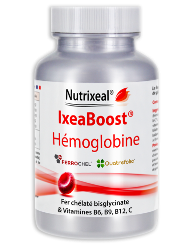 IxeaBoost Hémoglobine - Nutrixeal - Fer chélaté et vitamines B6, B9, B12 et C